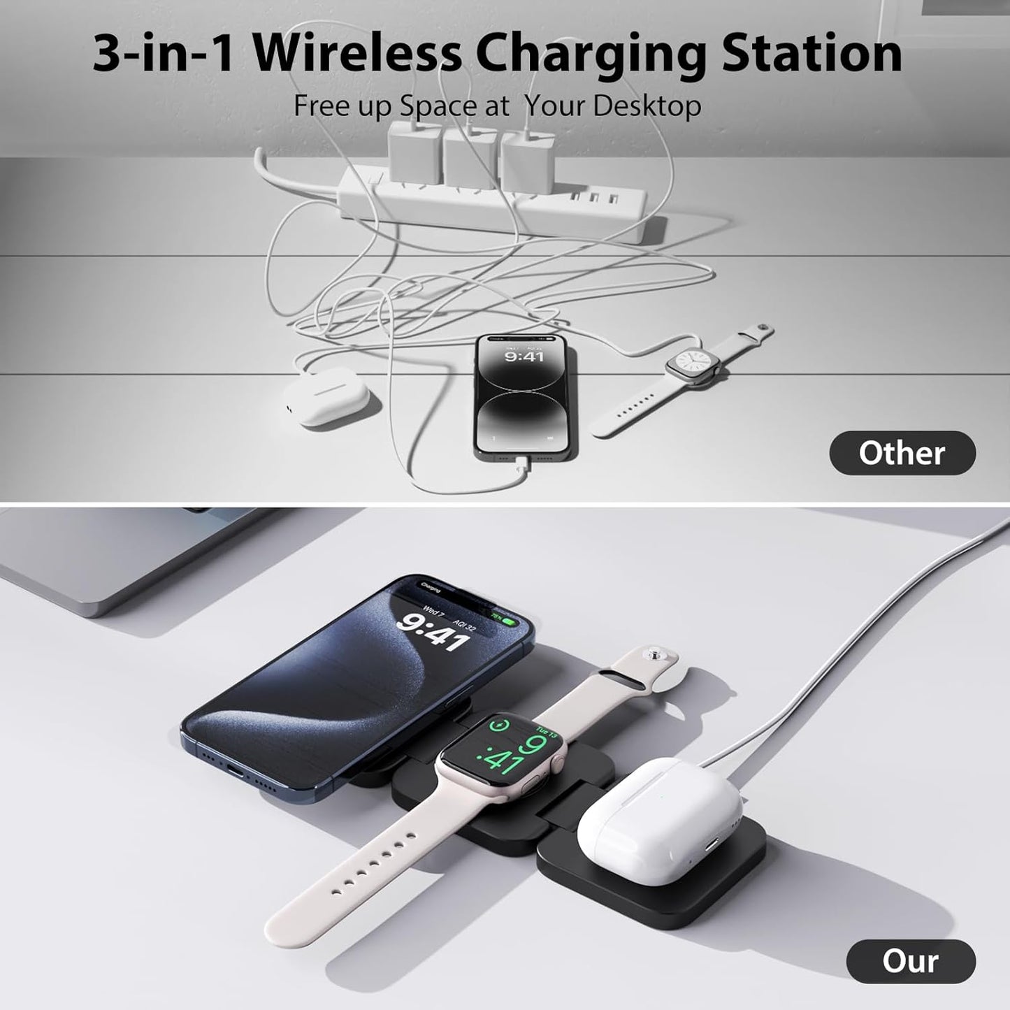 Oh!Teq® | Foldable 3 in 1 Travel Charging Station Oh!Teq