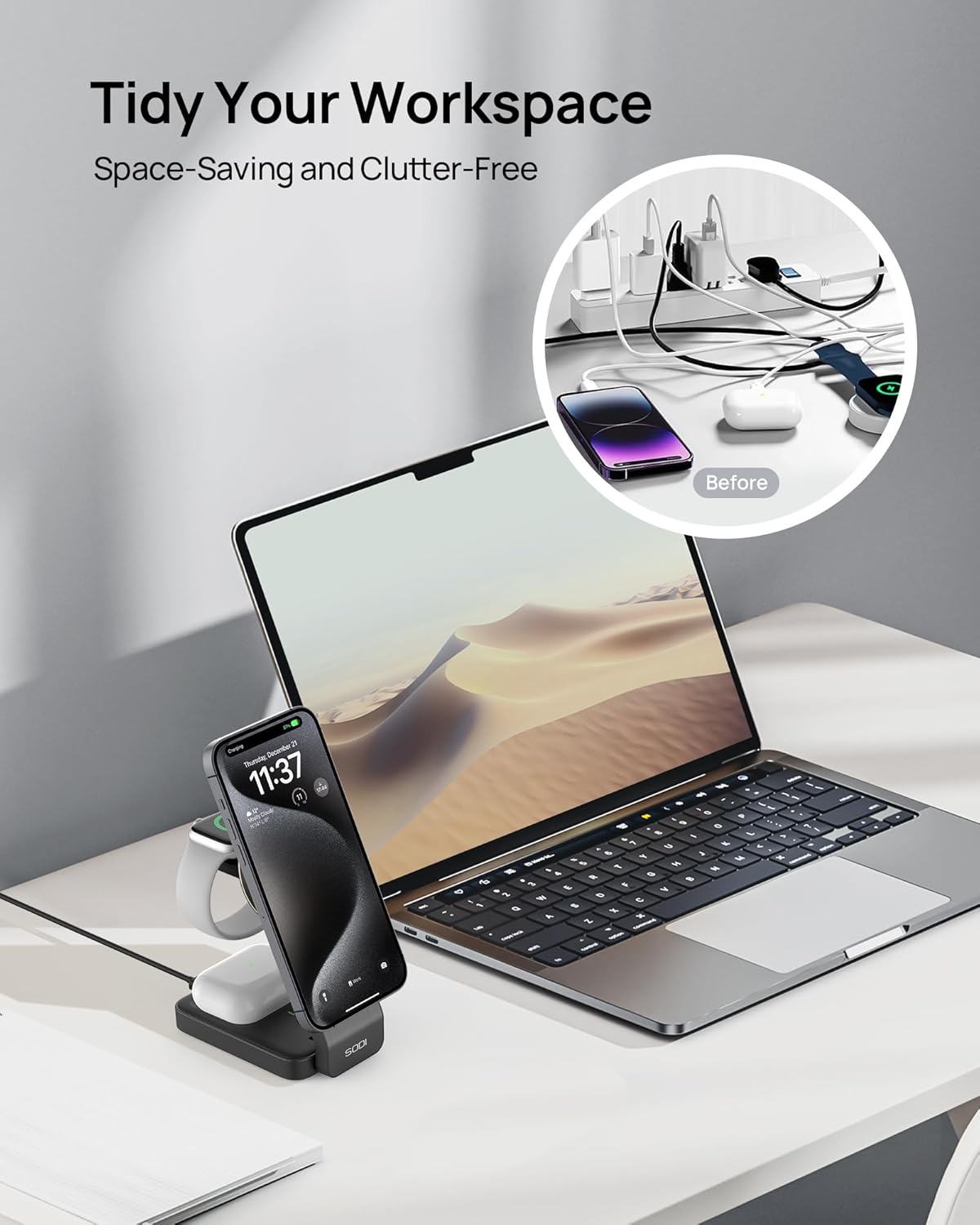 Oh!Teq® | SODI Qi2 3-in-1 Magnetic Wireless Charging Station Oh!Teq