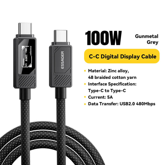 Oh!Teq® | 100W USB Type C Cable Digital Display Wire Oh!Teq