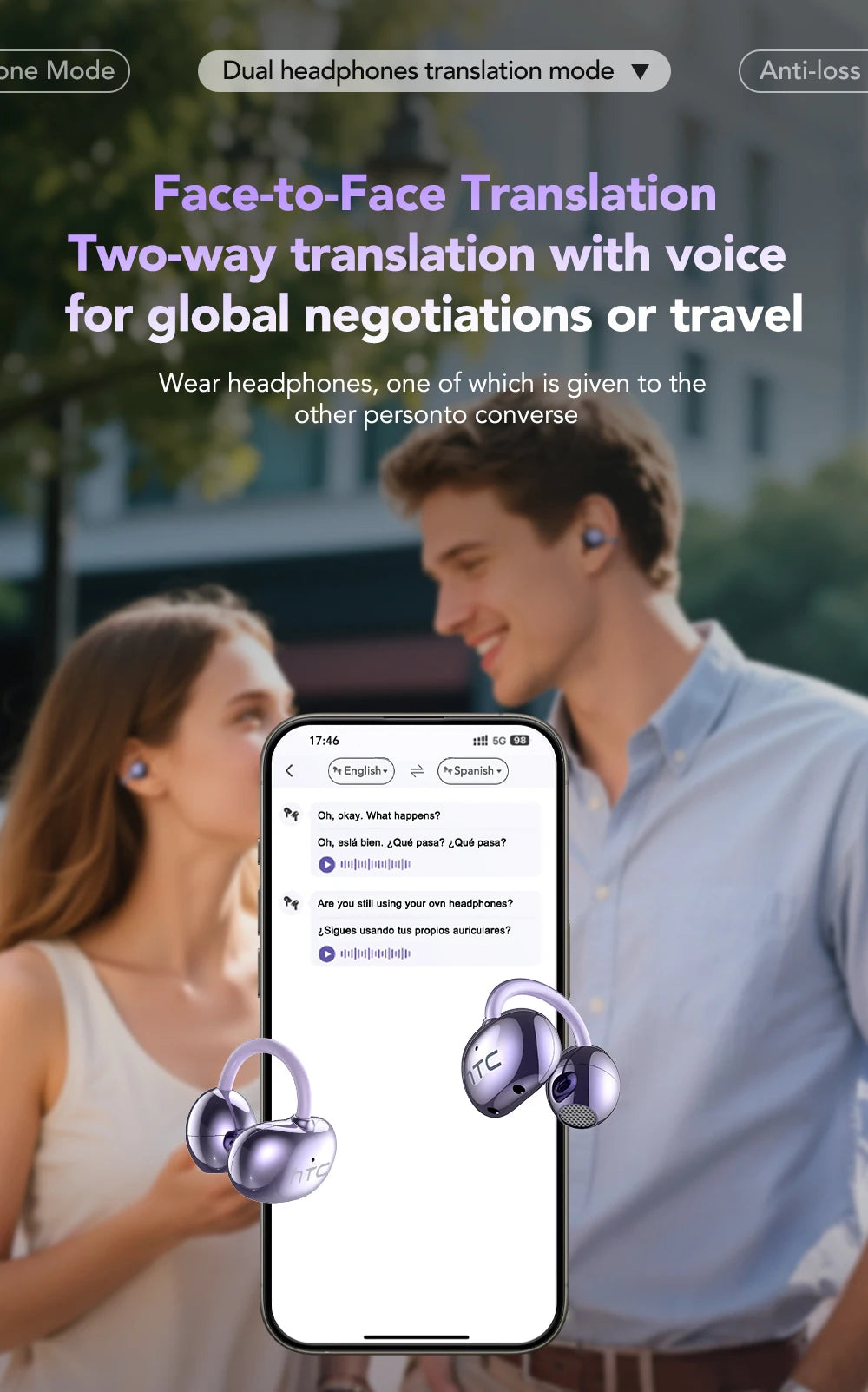 Oh!Teq® | HTC NE32 AI Translator Earbuds (Ear-Hook) Oh!Teq