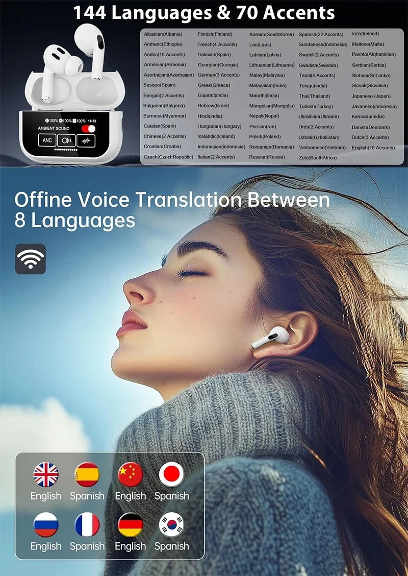 Oh!Teq® | AI Translator Earbuds with Touchscreen Case Oh!Teq