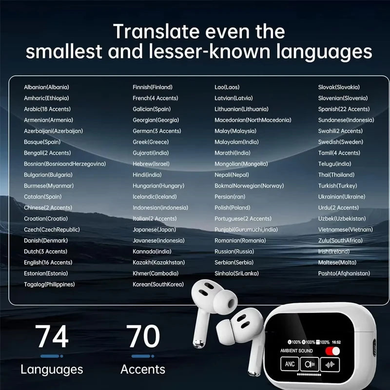 Oh!Teq® | AI Translator Earbuds with Touchscreen Case Oh!Teq