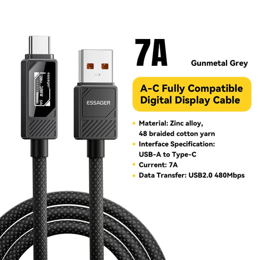 Oh!Teq® | 100W USB Type C Cable Digital Display Wire Oh!Teq